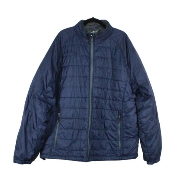 LL Bean Blue Quilted Waterproof Full Zipper Long Sleeves Jacket Size XXL - Picture 1 of 7